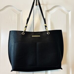 Steve Madden Black Tote with Matching Floral Pouch
